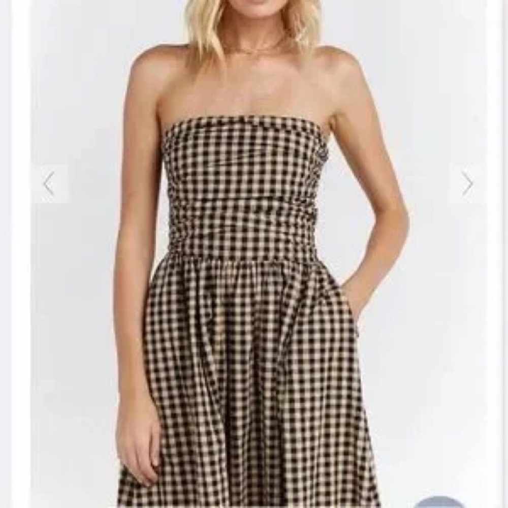 Dissh Elm Beige Gingham Dress